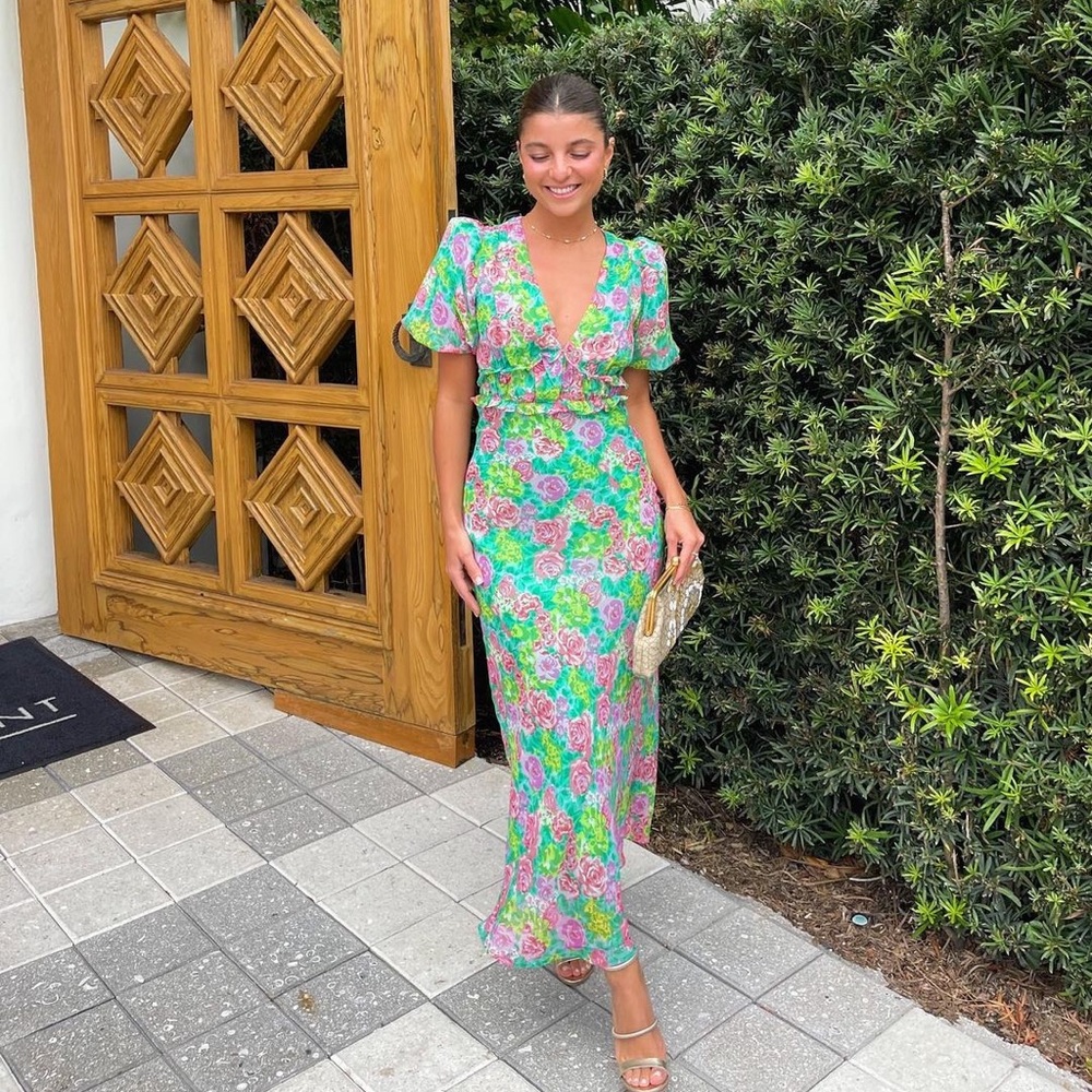 ASTR the Label Esperanza Floral Puff Sleeve Midi Dress